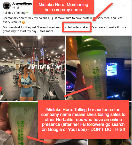 Herbalife makes a mistake on Facebook by showing product